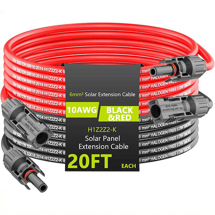 سولر ایکسٹینشن کیبل 20FT 10AWG (6mm2) سولر پینل ایکسٹینشن وائر